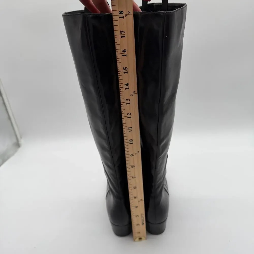 Jimmy Choo Elegant Tall Block Heel Black Leather Sophisticated Boots IT 39.5
